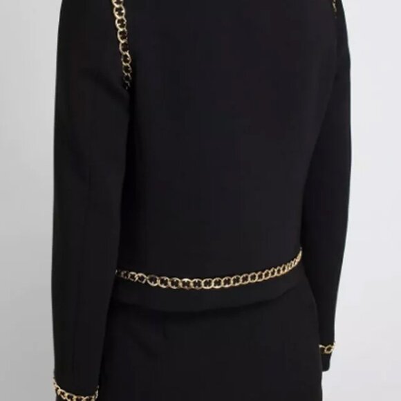 Moschino Black Jacket Gold Chain Logo LetterS TRIM Couture Italian IT40 USA 6 - Picture 4 of 13